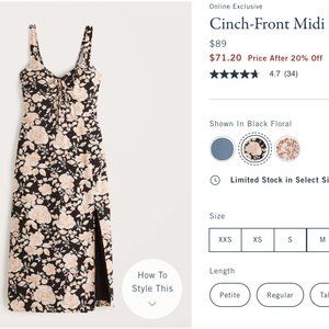 NEW Abercrombie Cinch front midi dress